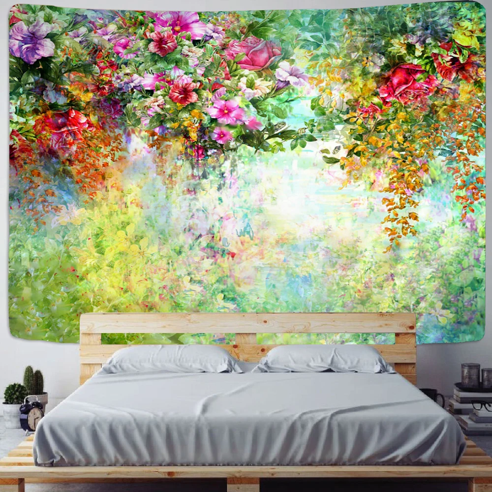 

Creative Flower Printing Tapestry Art Decor Wall Hanging Bohemian Tropical Plant Hippie Tapestry Dorm Modern Background Cloth