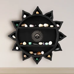 Wooden Shelf Wall Mounted Crystal Display Rack Bohemian Floating Wall Decor Storage Crystal Holders Exquisite Wooden Carving