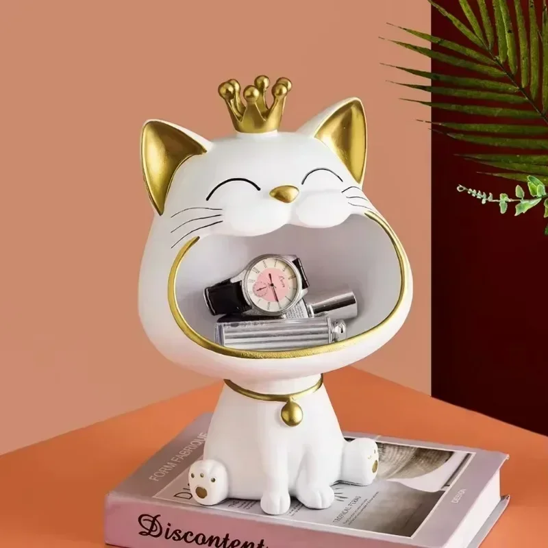 Fortune Cat Big Mouth Cat Entryway Key Storage vassoio di lusso ornamenti decorativi soggiorno TV Cabinet decorazioni organizzatori