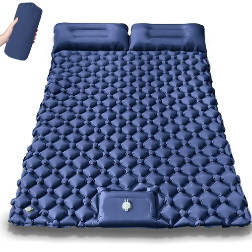 Colchón inflable doble para acampar al aire libre, colchoneta para dormir Extra ancha, cama plegable ultraligera, colchoneta para dormir, colchoneta de viaje para coche