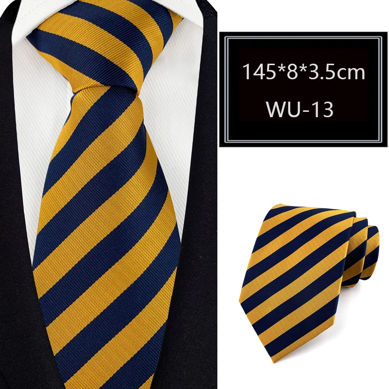 Luxury 8CM Mens Necktie Stripes Plaid Necktie Tie For Man Groom Jacquard Woven Neck Tie For Business Wedding Party