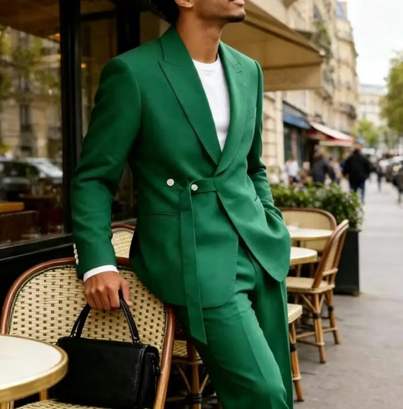 Smart Casual 2 Piece Sets Wedding Men Suits Slim Fit Peak Lapel Blazer Pants Design Party Prom Suits Best Man Business Wear Suit