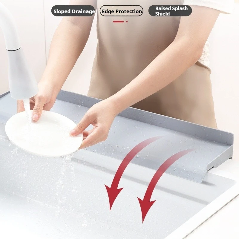 

Silicone Sink Splash Guard Full Coverage Raised Edge Protector for Kitchen Drain Board Anti Splash Water Barrier Mat