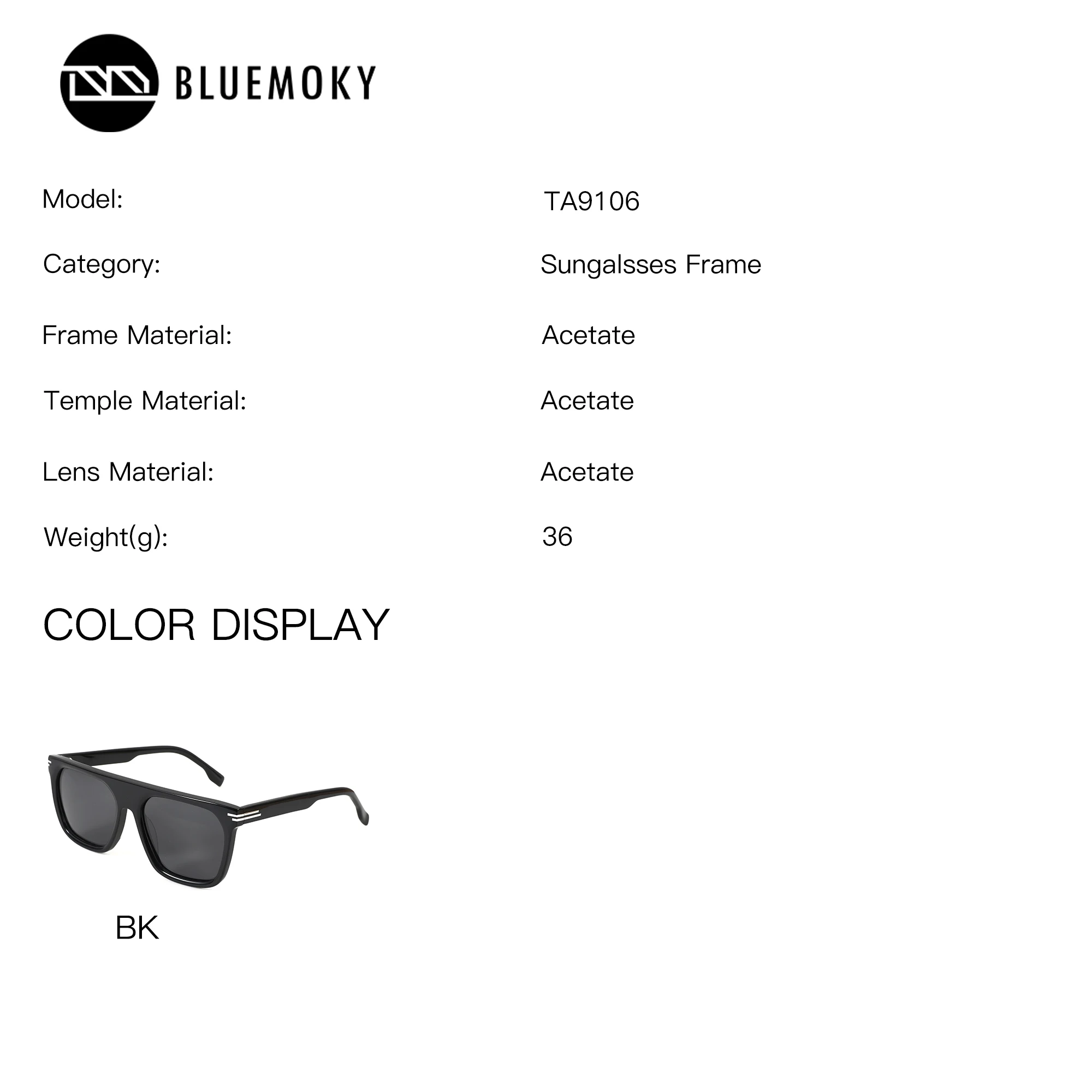 BLUEMOKY M Size Square Prescription Sunglasses For Men Acetate Polarized UV400 Progressive Reading Glasses