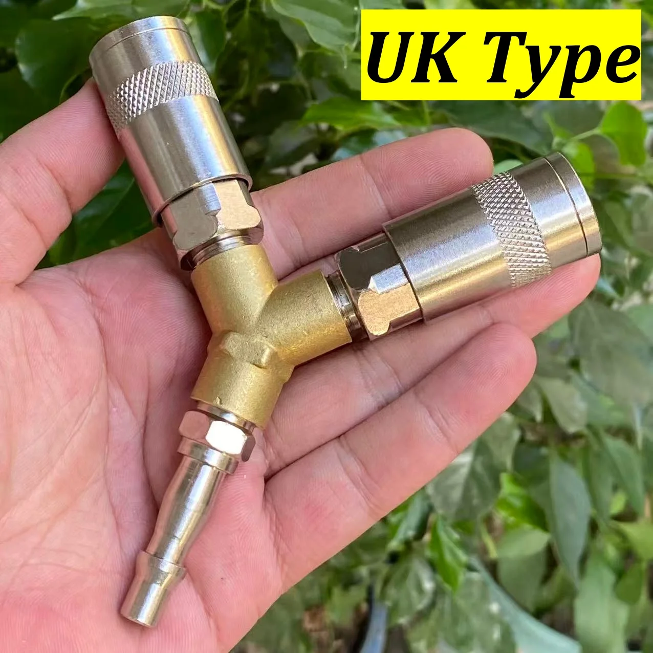 UK Type Air Line Hose Splitter 1 To 2 Ways Pneumatic Splitter Y Shape With Quick Connect Coupler Fitting For Air Compressor