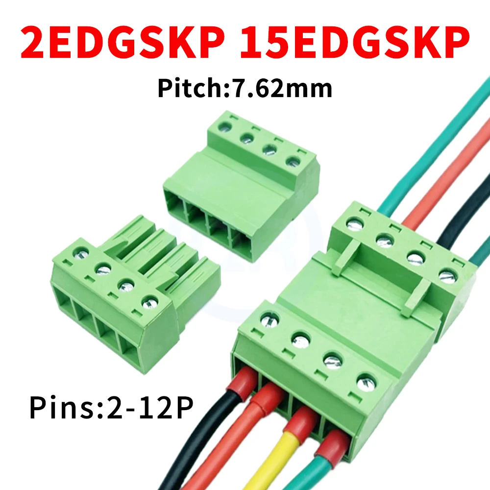 (10pcs) 2EDGSKP 15EDGSKP 7.62MM High Current 32A Plug-in Terminal Block 2EDGKP 7.62 Air-to-Air Solderless Butt 2-12Pin