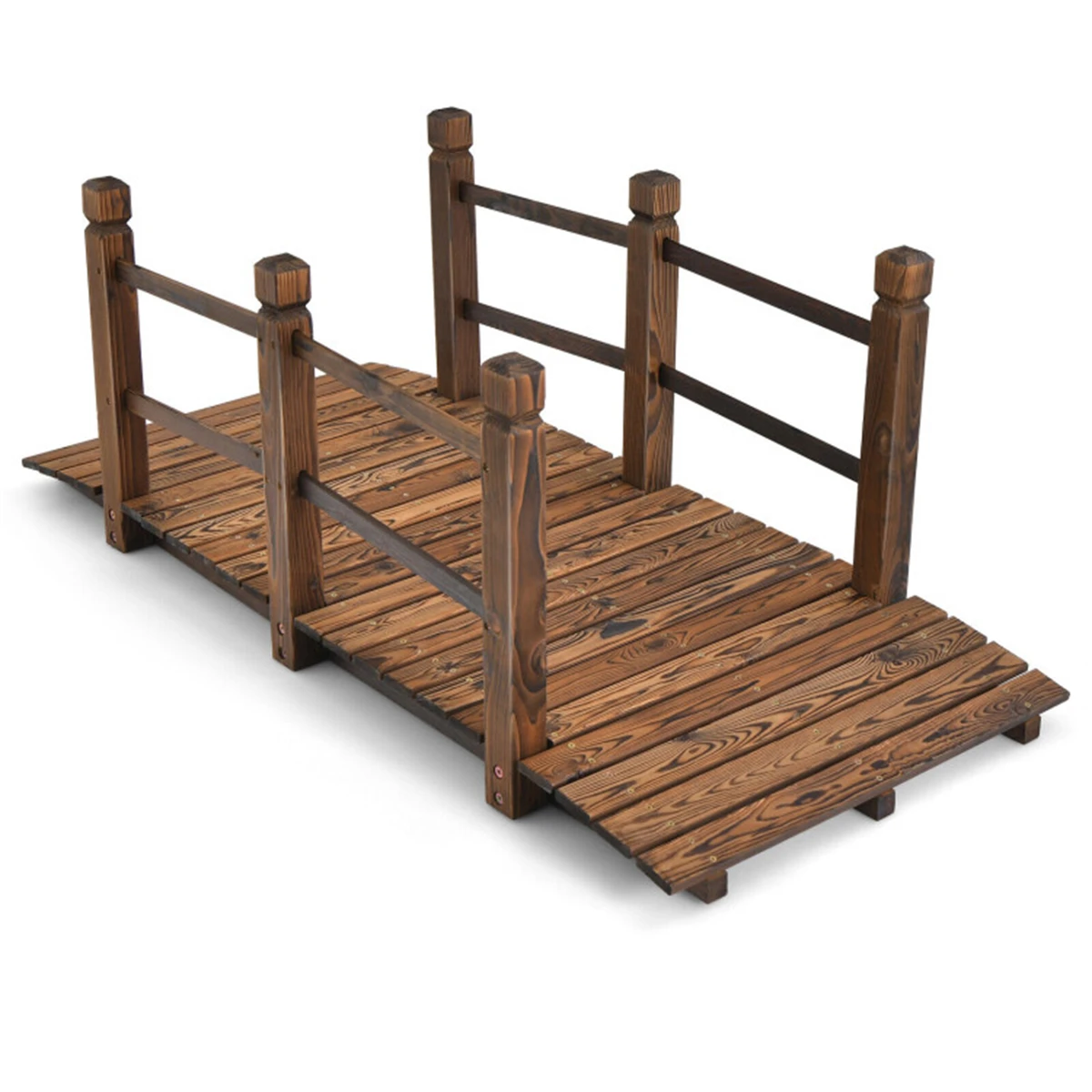 5 Feet  Wooden Garden Bridge - 100% Fir Wood Construction, Easy Assembly with Hardware, Ideal for Backyard/Gravel Road/Farm