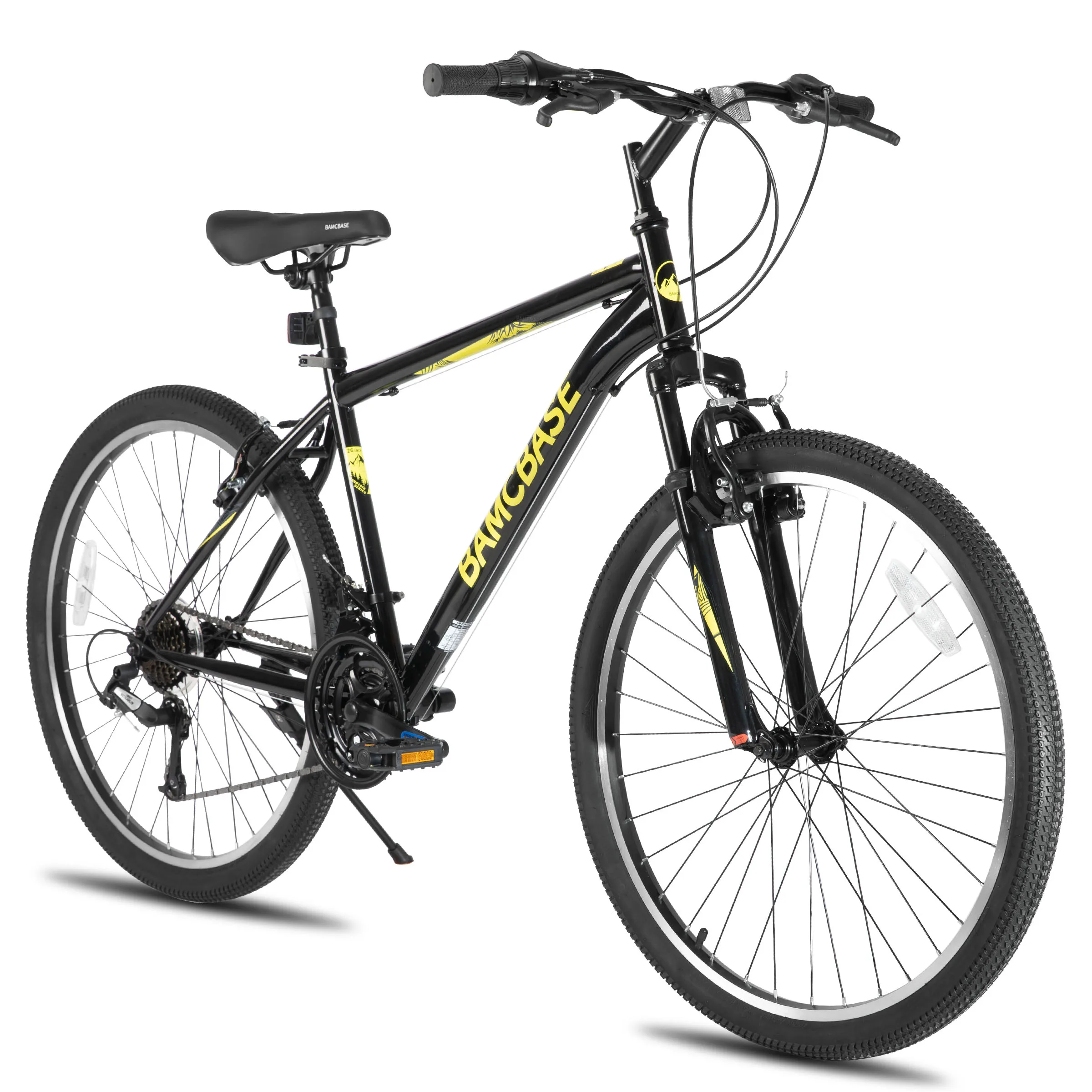 Hiland 26 27,5 Zoll Mountainbike, Herren- und Damen-MTB mit 21 Gängen, Hochfester Stahlrahmen, V-Bremse, Hardtail-Fahrrad für Erwachsene