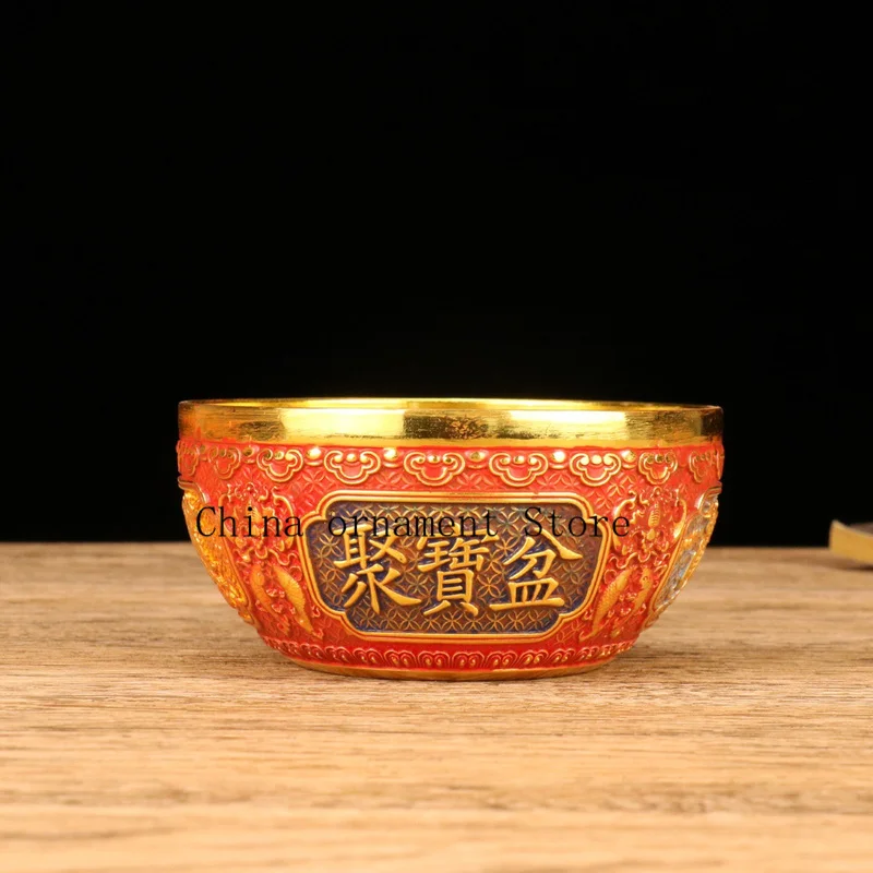 Antique-style alloy gilded treasure bowl, made during the Qianlong reign, an antique bronze artifact for collectors, featuring g