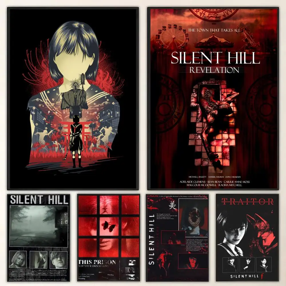 Póster artístico HD, impermeable, adhesivo para pared, decoración del hogar (salón, dormitorio, bar), estética estética del juego Silent Hill