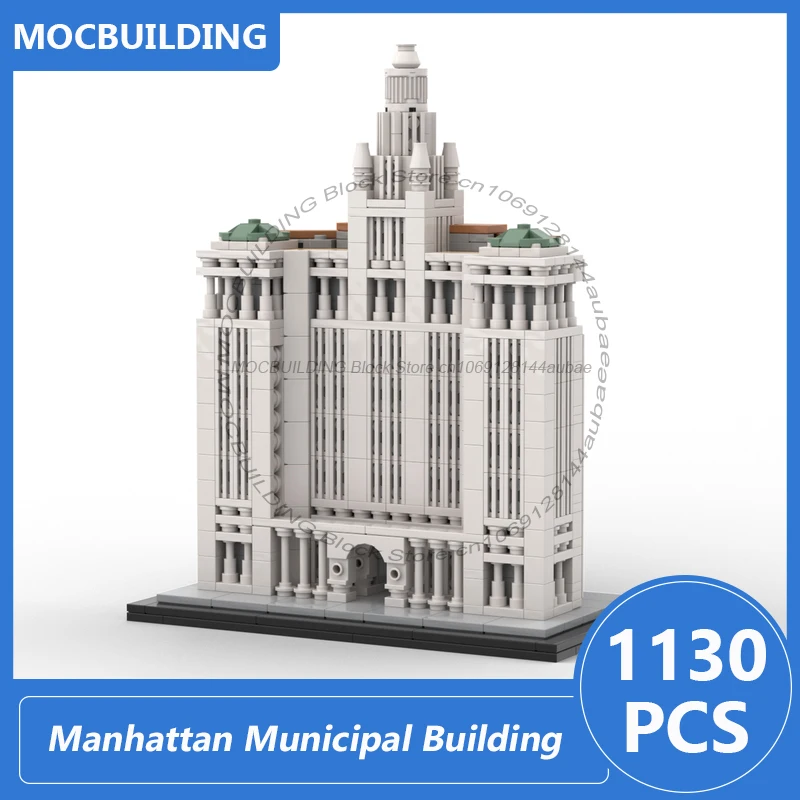 Model architektoniczny budynku miejskiego Manhattan w skali 1:800, klocki Moc, zestaw do samodzielnego montażu, kolekcja klocków, zabawki do ekspozycji, prezenty, 1130 elementów