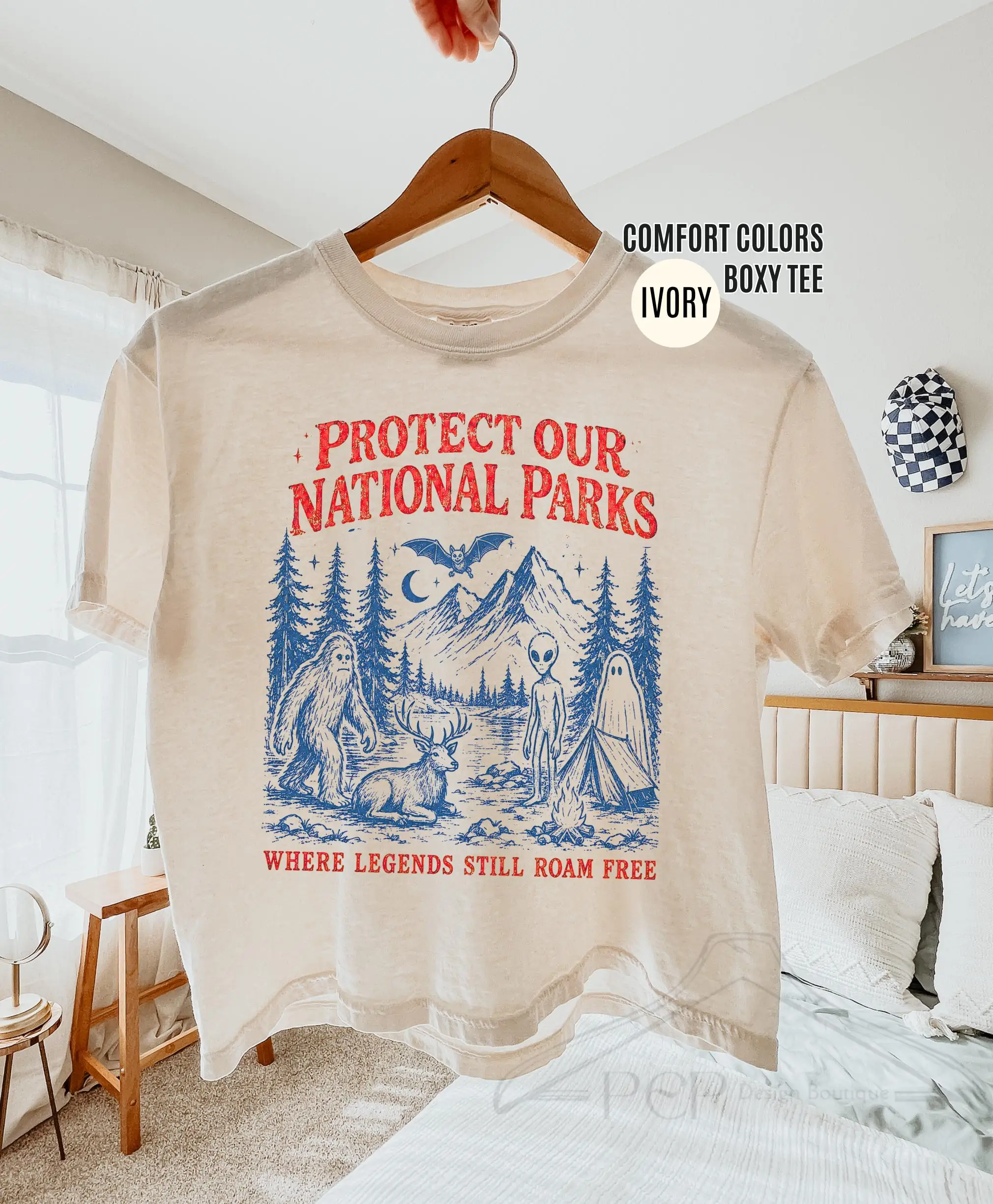 Cryptid National Parks Tee, 90s Protect Our Parks Vintage Camping Tee, Retro Wanderlust Cropped, Fantasy Creatures Crop