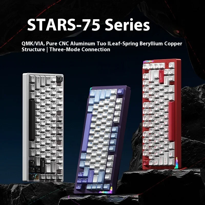 WEIKAV Stars-75 Gaming Keybaord Wireless 3-mode Hot Swap RGB Mechanical Keyboard Aluminum Alloy Gasket Structure Customized Gift