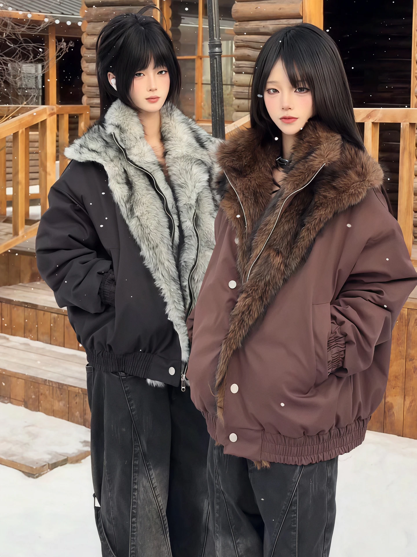 

Мужская зимняя куртка Wolf King с двойным меховым воротником, утепленная, с защитой от холода, из искусственного меха норки, повседневная, длинная...