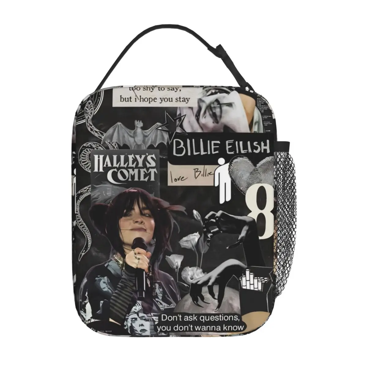 

B-Billie-Girl E-eilish Insulated Lunch Bags Thermal Bag Lunch Container Leakproof Tote Lunch Box Food Handbags College Outdoor