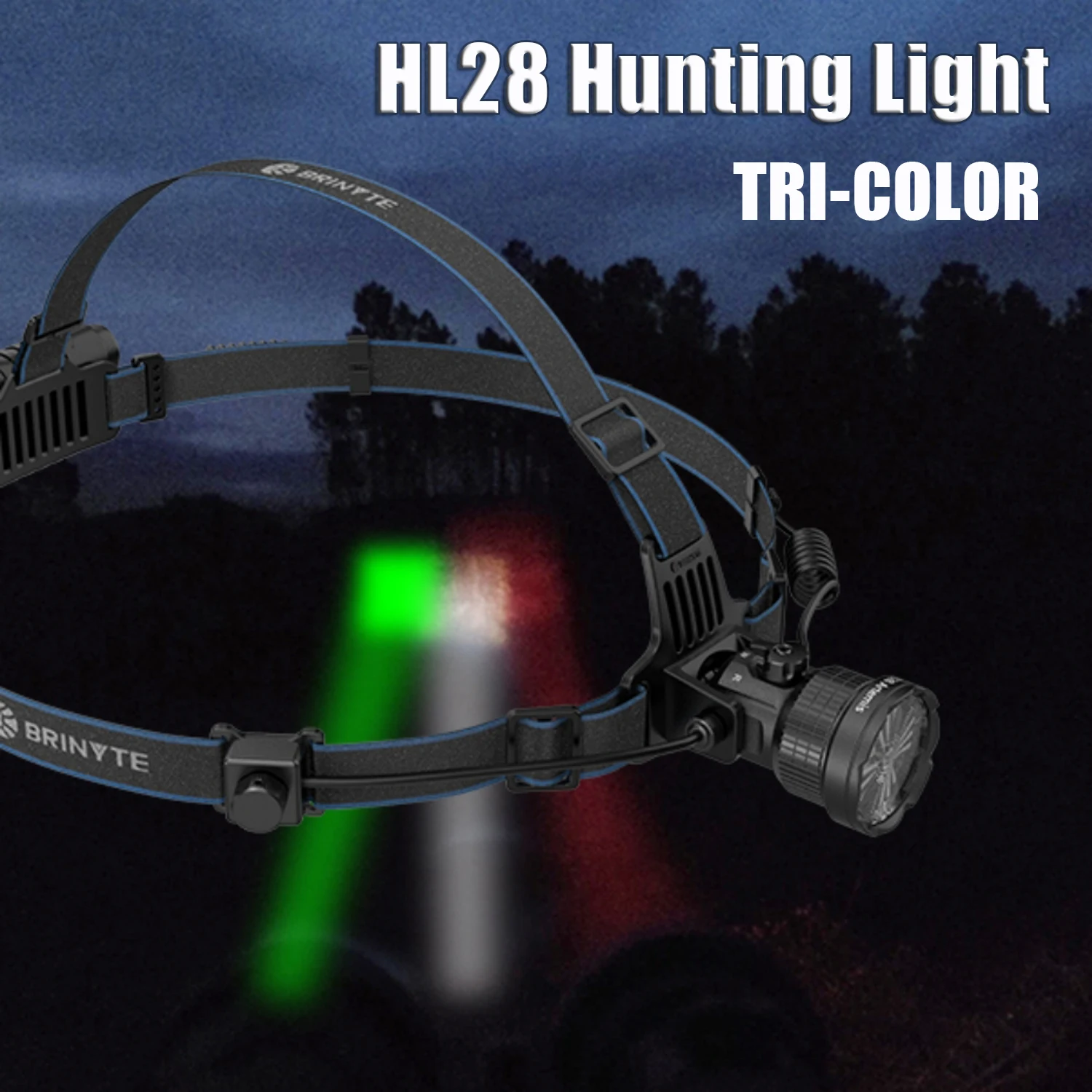 Brinyte HL28 ไฟหน้าที่มีประสิทธิภาพไฟหน้าไฟฉาย LED สีขาวสีแดงสีเขียวโคมไฟหัว Zoomable โคมไฟหัวแบบชาร์จไฟได้