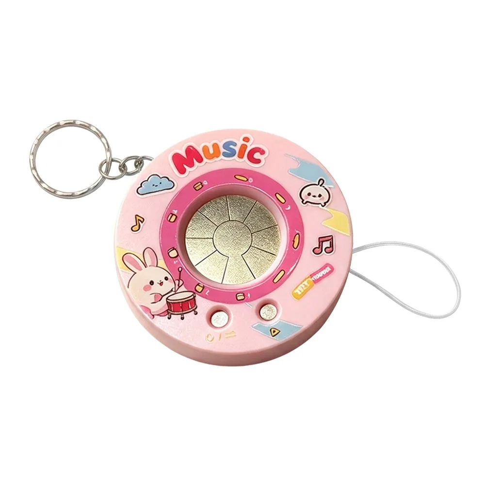 Gifts Cartoon Mini Piano Keychain Playable Keyboard Plastic Drum Kit Keychain Round Shape Cute Style Fun Sound Toy Party Favor