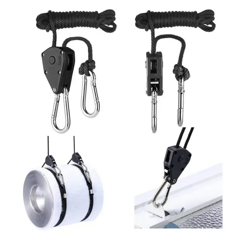 2pcs Pulley Ratchets Kayak and Canoe Boat Bow Stern Rope Lock Tie Down Strap 1/8 Inch Heavy Duty Adjustable Rope Hanger