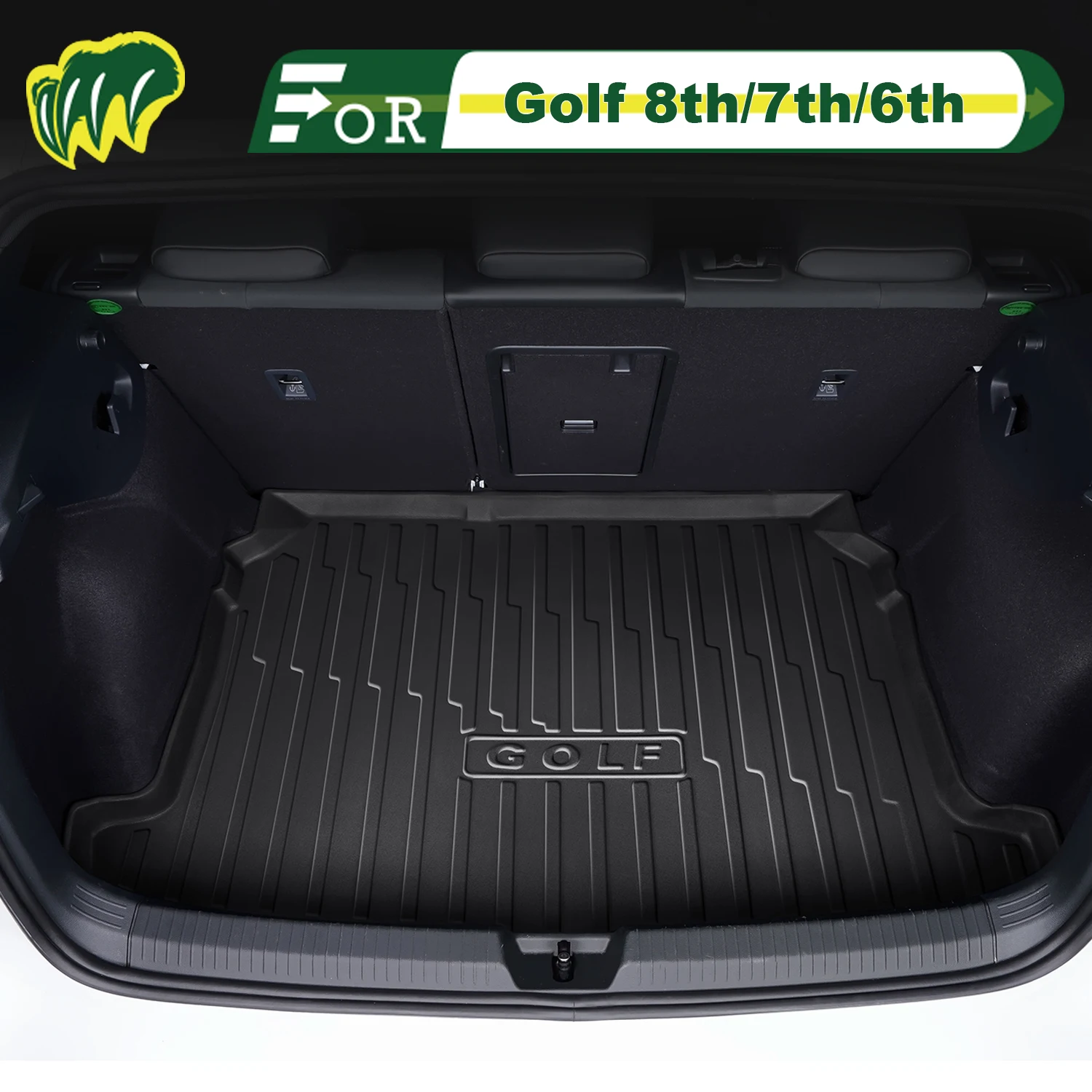 

For VW Golf 8th/7th/6th pro 2010-2025 TPE Custom Fit Car Trunk Mat 3D Shaped Trunk Liner Chair-back Protection Mat