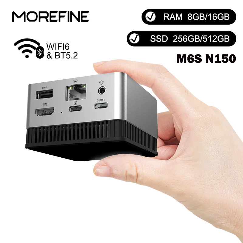 MOREFINE M6S Mini PC Intel 12th Gen N150 12G LPDDR5 512GB Window11 Gaming Computer 4K60Hz HDMI Portable  equipment Quasi system