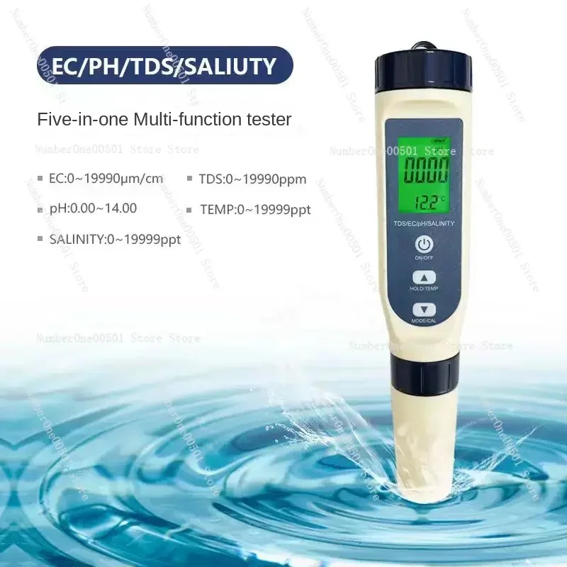 5 in 1 pH Tester for Water, Digital PH Tester Pen 0.01 High Accuracy Water Testing Kits with ATC/EC/TDS/Temp for Hydroponic