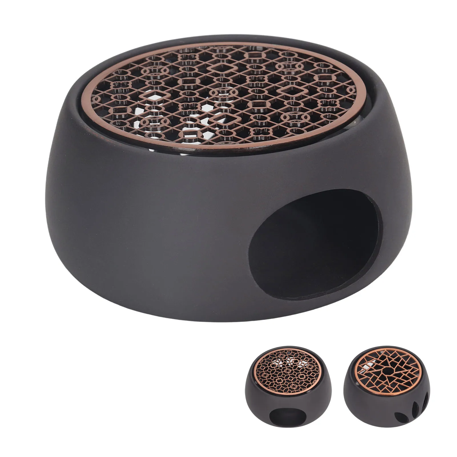 

Teapot Warmer Base Ceramic Candle Heater Tea Coffee Milk Light Warmer with Purple Iron Pad for Home Black Kitchen Accessories