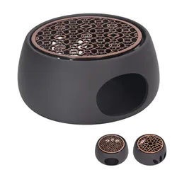 Teapot Warmer Base Ceramic Candle Heater Tea Coffee Milk Light Warmer with Purple Iron Pad for Home Black Kitchen Accessories