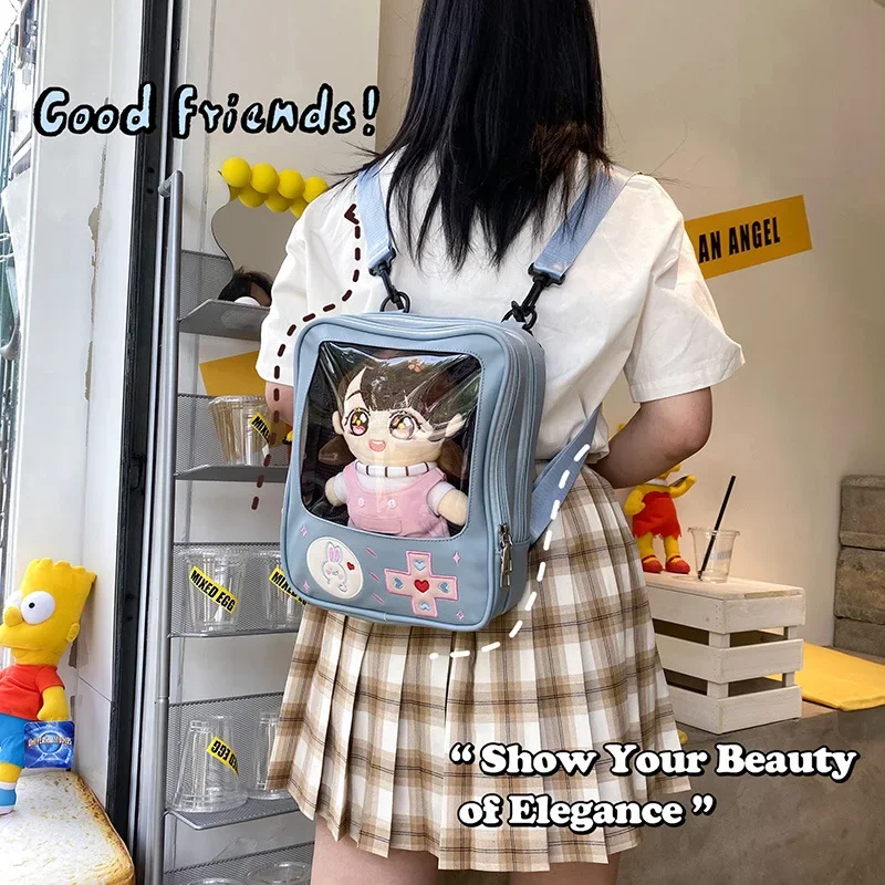 Y2K Cute Clear ItaBag Women's Lolita Backpack Kawaii Girl Shoulder Bag DIY Display Transparent Pocket Japanese Doll Tote Handbag