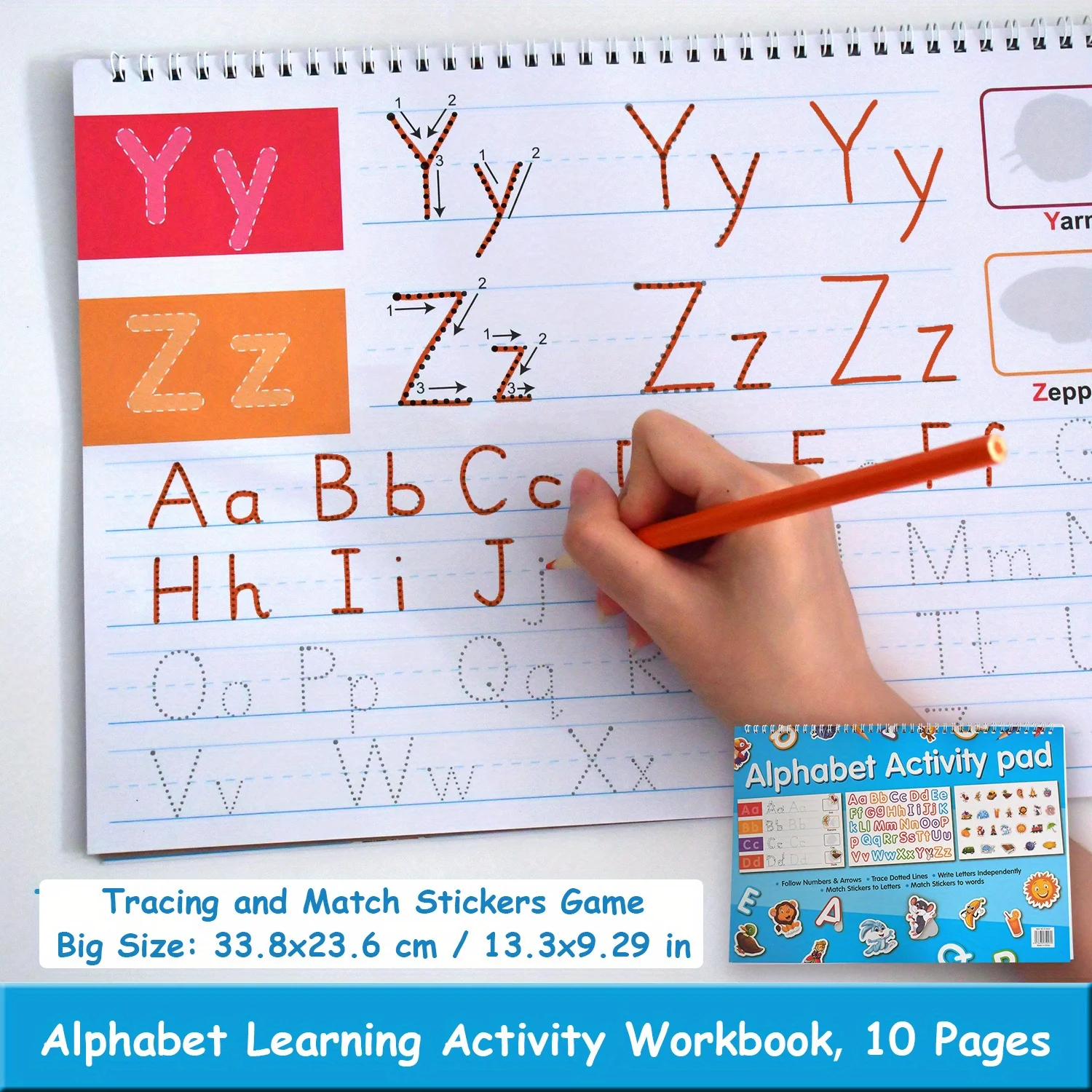 Alphabet Activity Workbook, Tracing and Match Game for Early Childhood Education Materials, Kindergarten Classroom Supplies