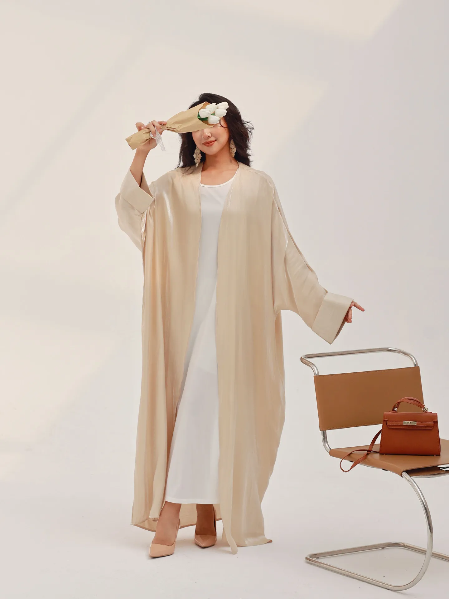 Offener Abaya-Kimono für Frauen, langes Kleid, Strickjacke, muslimisches Dubai, arabisches Sommerparty, Ramadan-Kaftan-Kleid, Jalabiya, islamische Kleidung