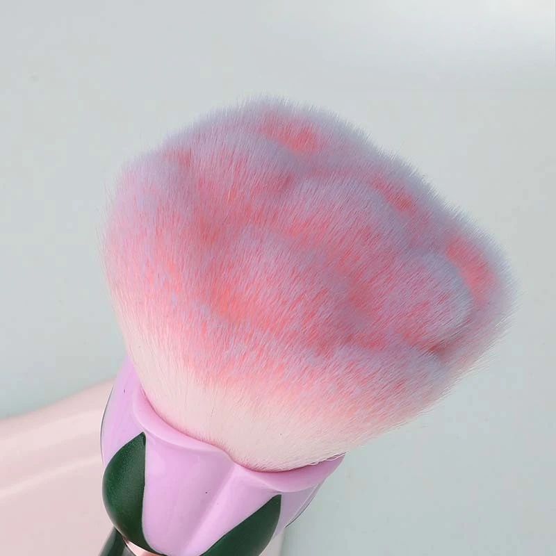 Wooden Stemmed Rose Face Make Up Brush Blush Brush Foundation Brush Loose Powder Brushes Synthetic Hairs Super Soft Large Fluffy