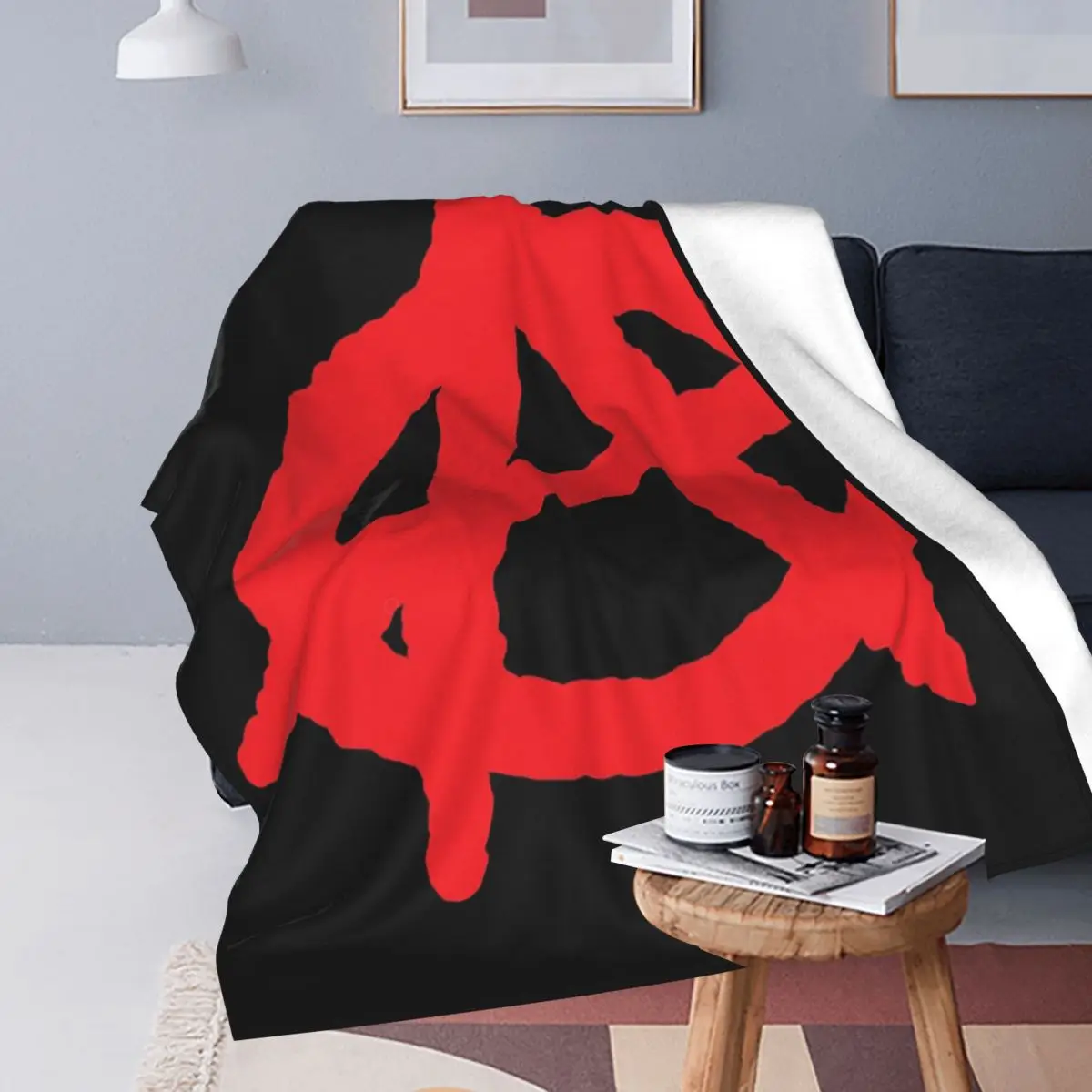 Red Anarchy Logo Large Blankets Soft Warm Flannel Throw Blanket Cover for Bed Travel Home Couch