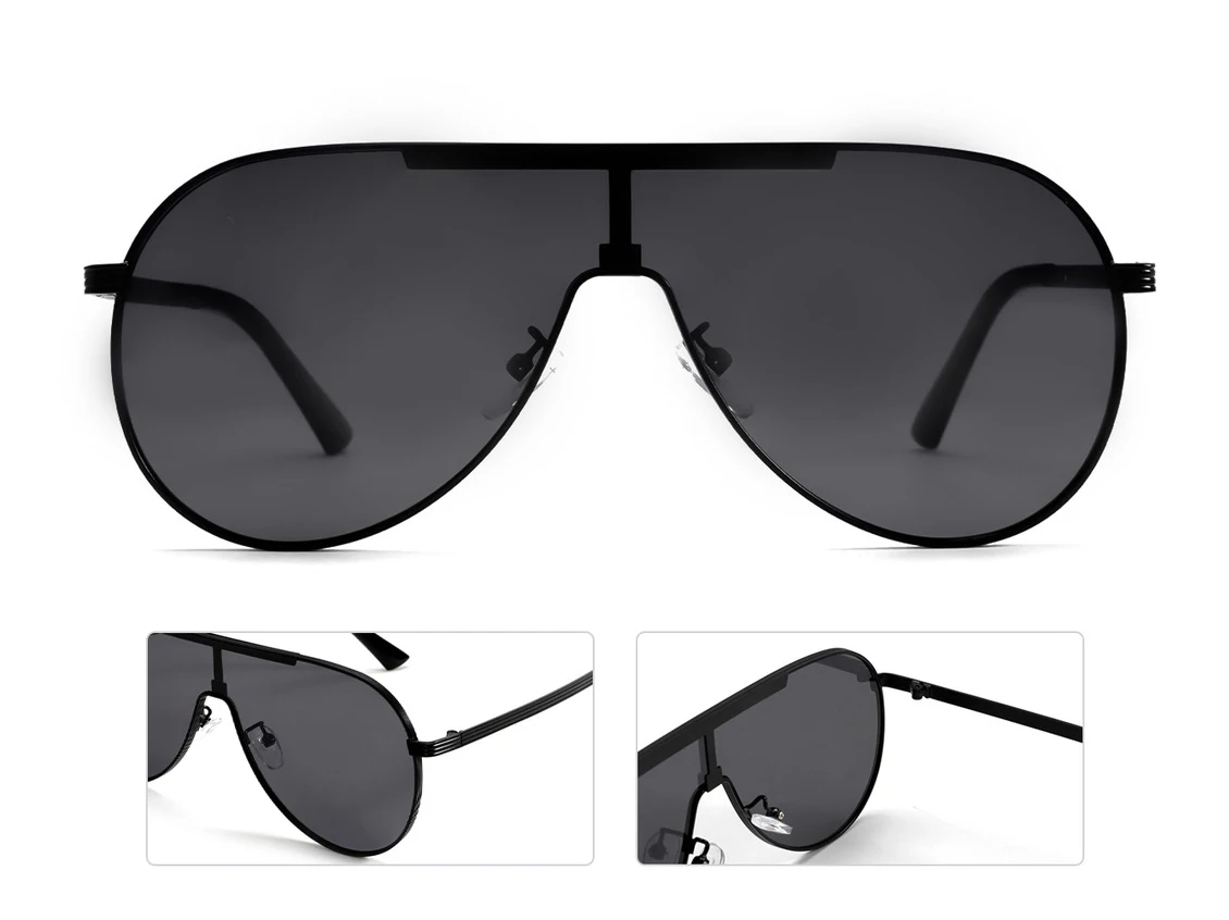 Retro Piloten-Sonnenbrille Unisex Großrahmige Brille Luxuriöse Metallbrille Outdoor-Fahrbrille Punk-Sonnenbrille Einteilige Sonnenbrille – Detail 3