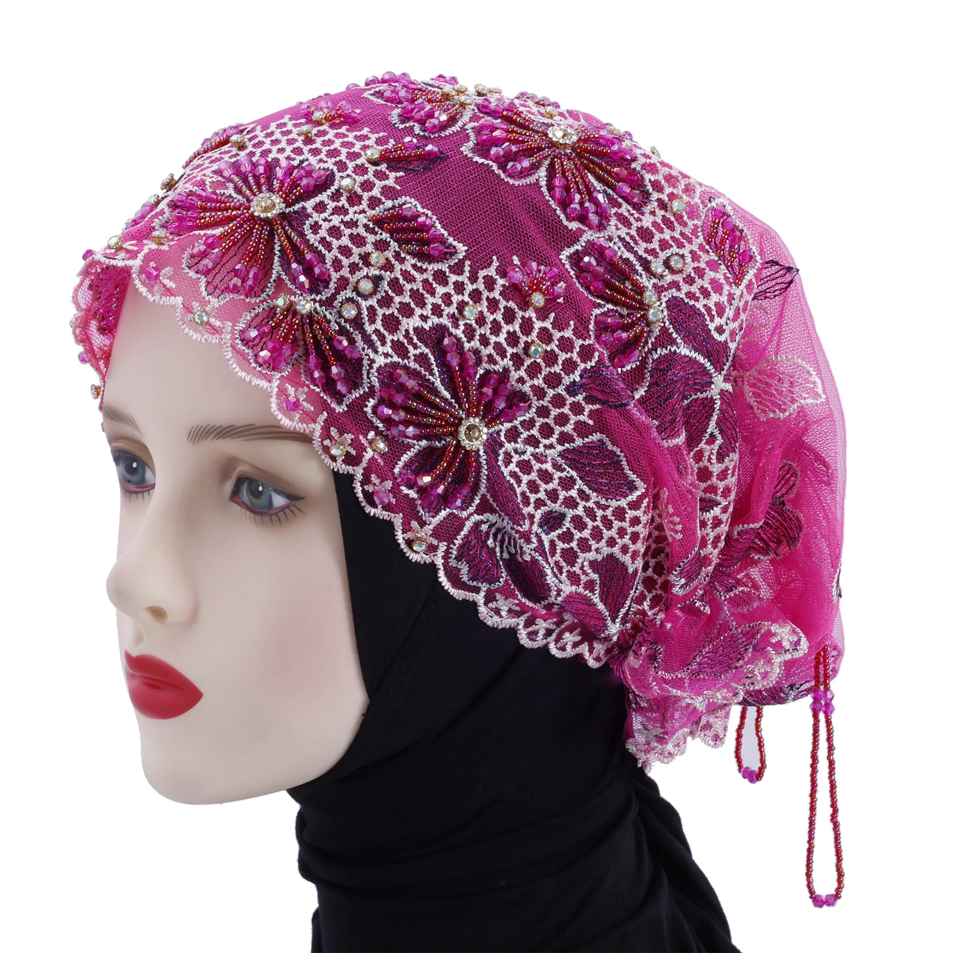 

Роскошный нижний шарф с кисточками и бусинами, женский мусульманский хиджаб, платок для свадебной вечеринки, шапочки, капот, внутренняя шляпа ниндзя, химиотерапевтическая кепка, головной убор, новый