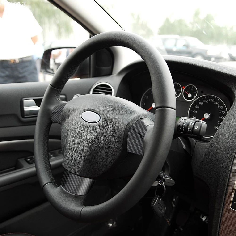 For Ford Focus 2 MK2 2005 2006 2007 2008 2009 2010 2011 Steering Wheel Trim Cover 3Pcs/set Decorative Sticker Car Accessories
