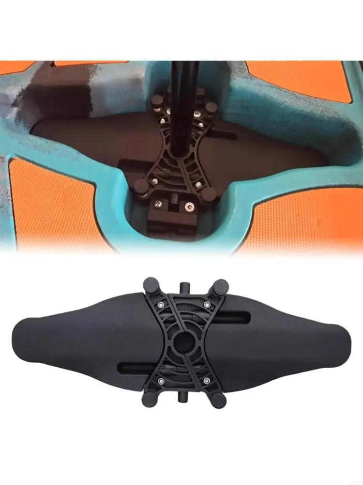 Small Boat Trolling Motor Bracket for Deck Mounting, Reinforced Black Support Plate with Plastic Body, Metal Fasteners, Single