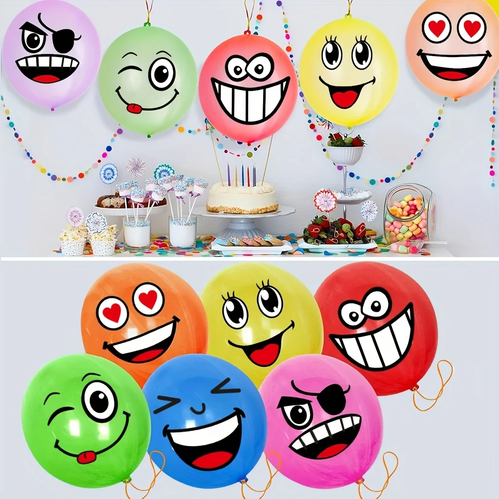 Colorful Latex Happy Face Heavy Duty Punch Balloons, Kids' Party Balloons for Shower Wedding Decoration (Assorted Color) Hallowe