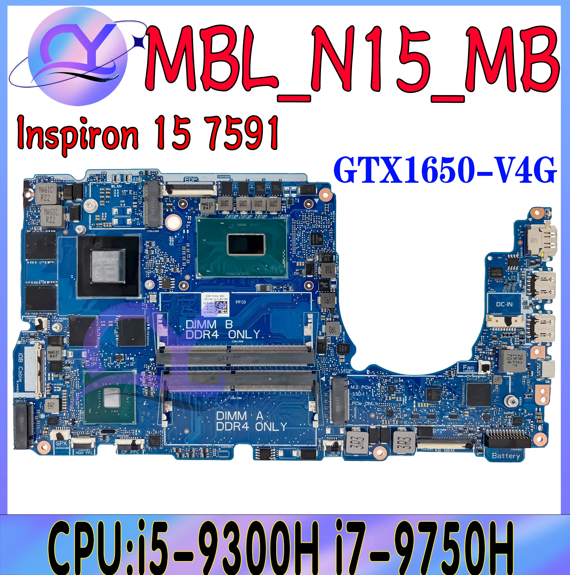 

Материнская плата для ноутбука nbl_n15 _ MB для DELL Inspiron 7590 7591 CN-0422G6 0422G6, материнская плата с фонариком GTX1650/V4G