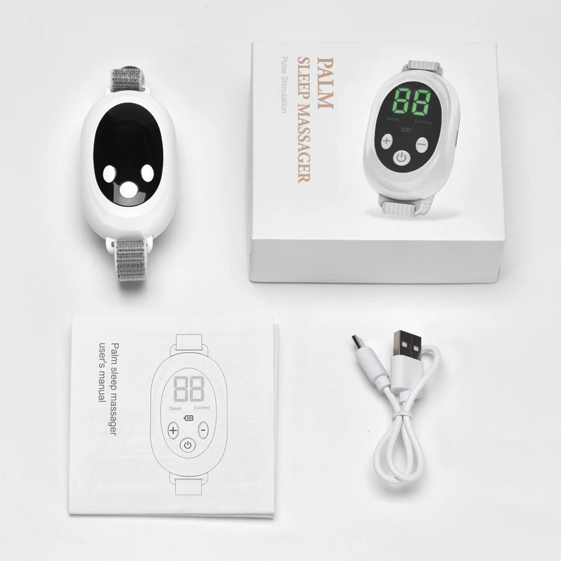New Rechargeable Sleep Aid Device Palm Pulse Sleep Massager Handheld Microcurrent Device for Help Improve Sleep Insomnia Anxiety
