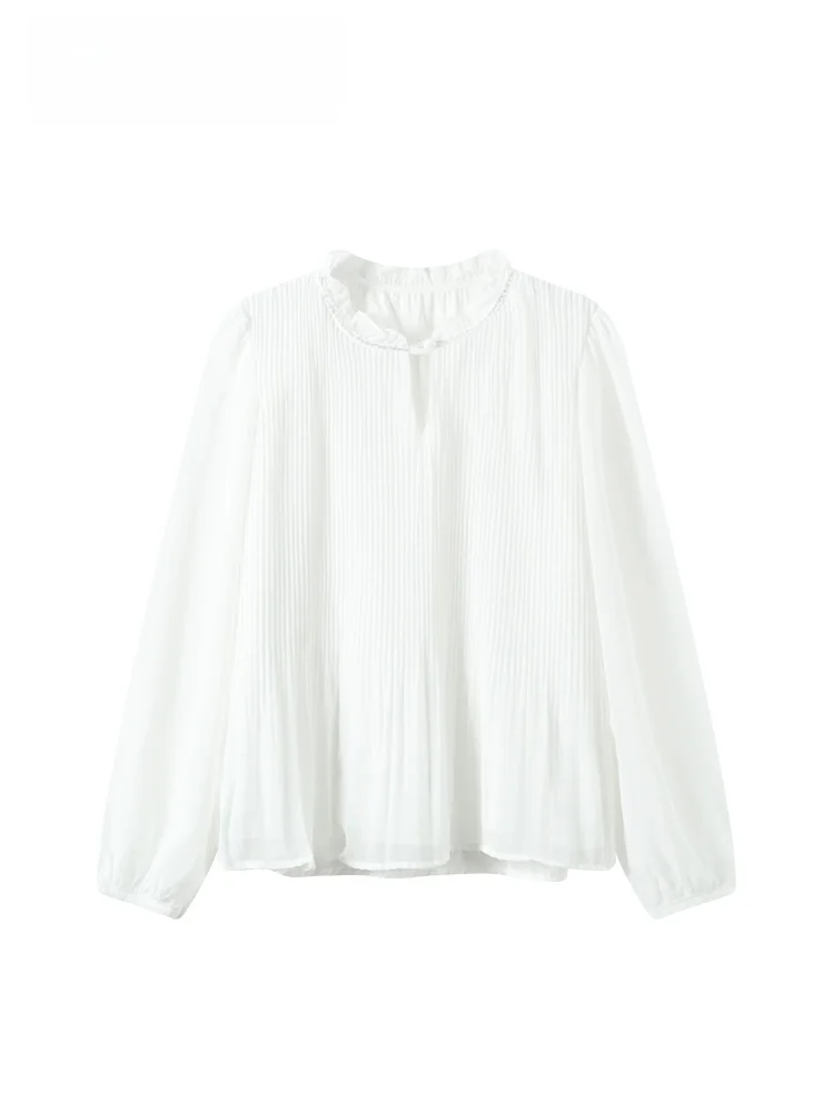 

Cara CLUB plus Size Lace Collar Long Sve irt Women Casual Design Spring Faionable Top for Plump Sister