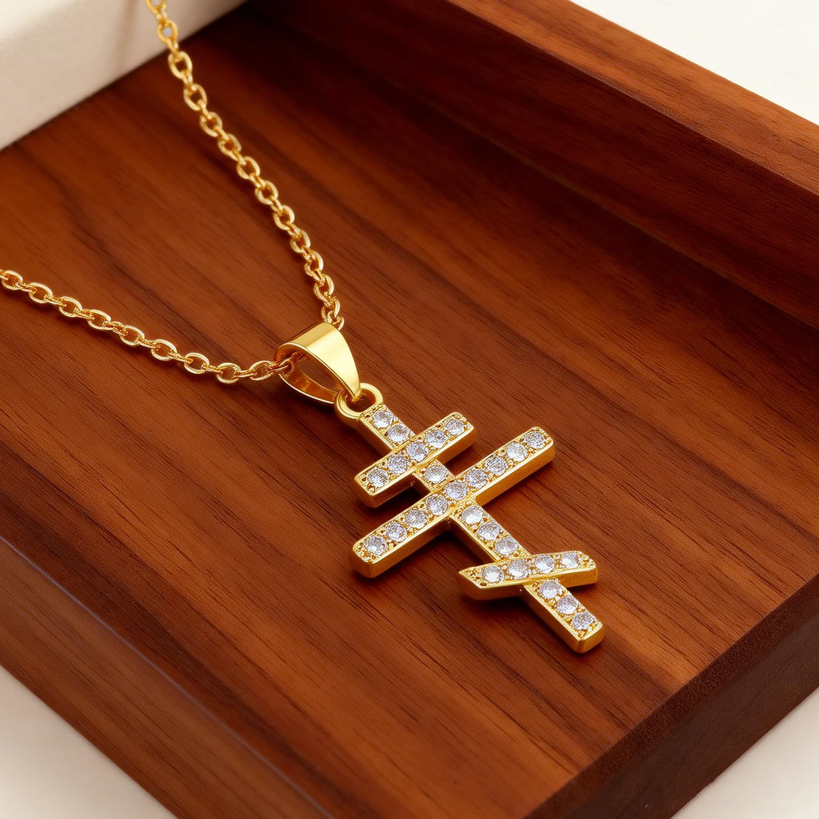 Ilya Necklace Orthodox Cross Pendant Necklaces for Men Full Micro-mounted Zirconia Religious Prayer Faith Amulet Jewelry Gifts