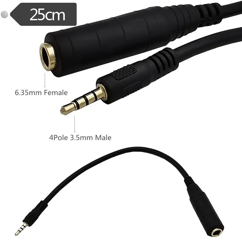 

Gold-Plated 3.5mm 4-Pole Male 6.35mm Female Audio Frequency Line, Audio Amplifier Audio Line, Mixer Guitar Microphone Line