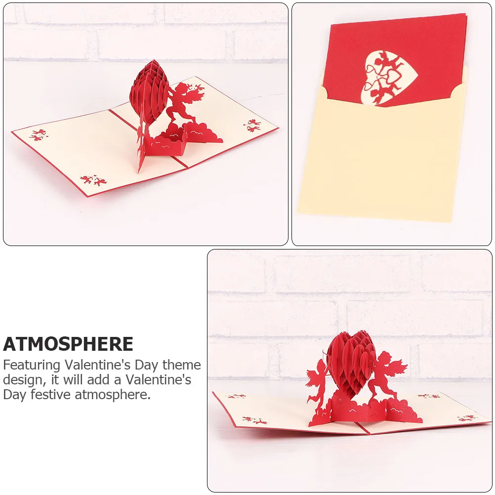 

1Pcs 3D Heart-Shaped Pop-Up Card Valentine Theme Greeting for Wedding Anniversary Birthday Holiday DIY Message Keepsake Gift