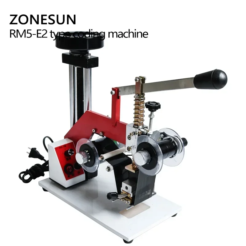 ZONESUN ZY-RM5-E(2) Машина для горячей печати с цветной лентой Лента с кодом даты Машина для горячего тиснения фольгой, Тиснение фольги с номером партии