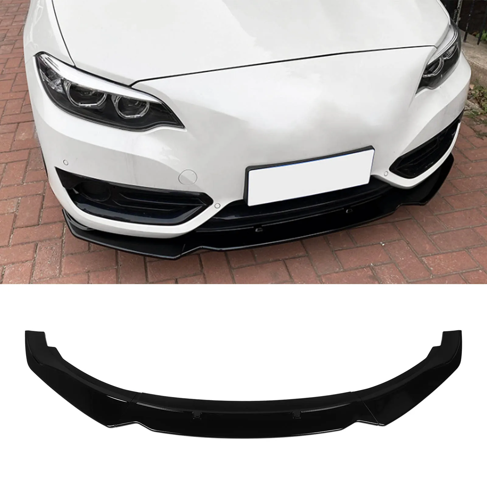 

3 PCS Car Front Bumper Lip Splitter Lip Chin Spoiler Kit For 2 Series F22 F23 2014 To 2021 Carbon Fiber Style