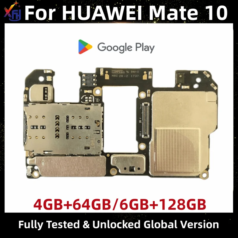 Motherboard for HUAWEI Mate 10, Unlocked Mainboard, 64GB, 128GB, Global ROM, with Kirin 970 Processor