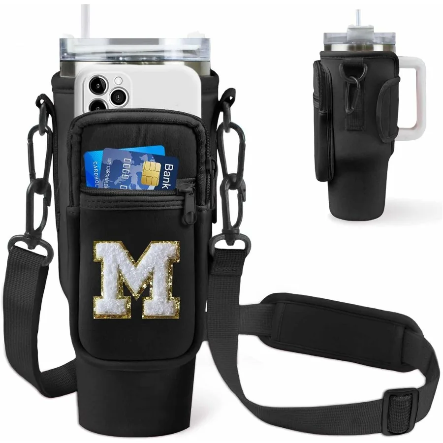 

Неопреновая сумка-держатель для бутылки с водой с регулируемым ремешком для стакана на 40 унций с ручкой Сумка-переноска для бутылки с водой из цериллиантов w