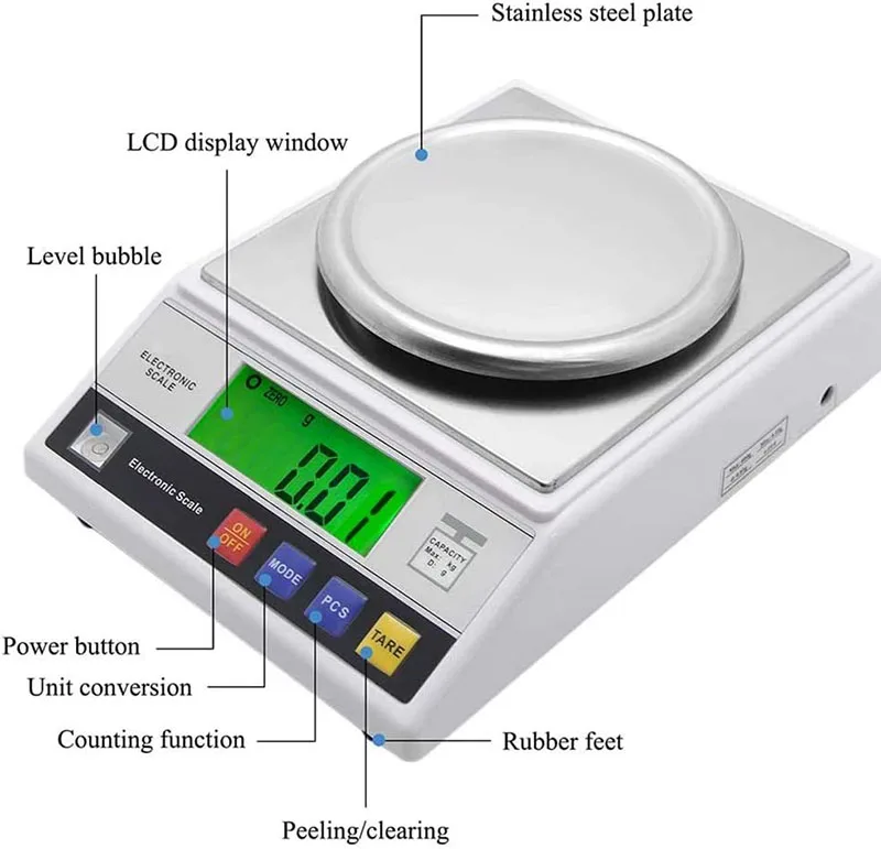 Precision Lab Scale 0.01g Digital Electronic Analytical Balance Jewelry Gram Scales Counting Scale With Windshield LCD Backlight