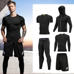 Mężczyźni kompresja Kickboxing odzież sportowa 2/3/5 sztuk/zestaw Bjj rashguard-shirt rajstopy Muay Thai Jogging koszulki legginsy spodenki bokserskie