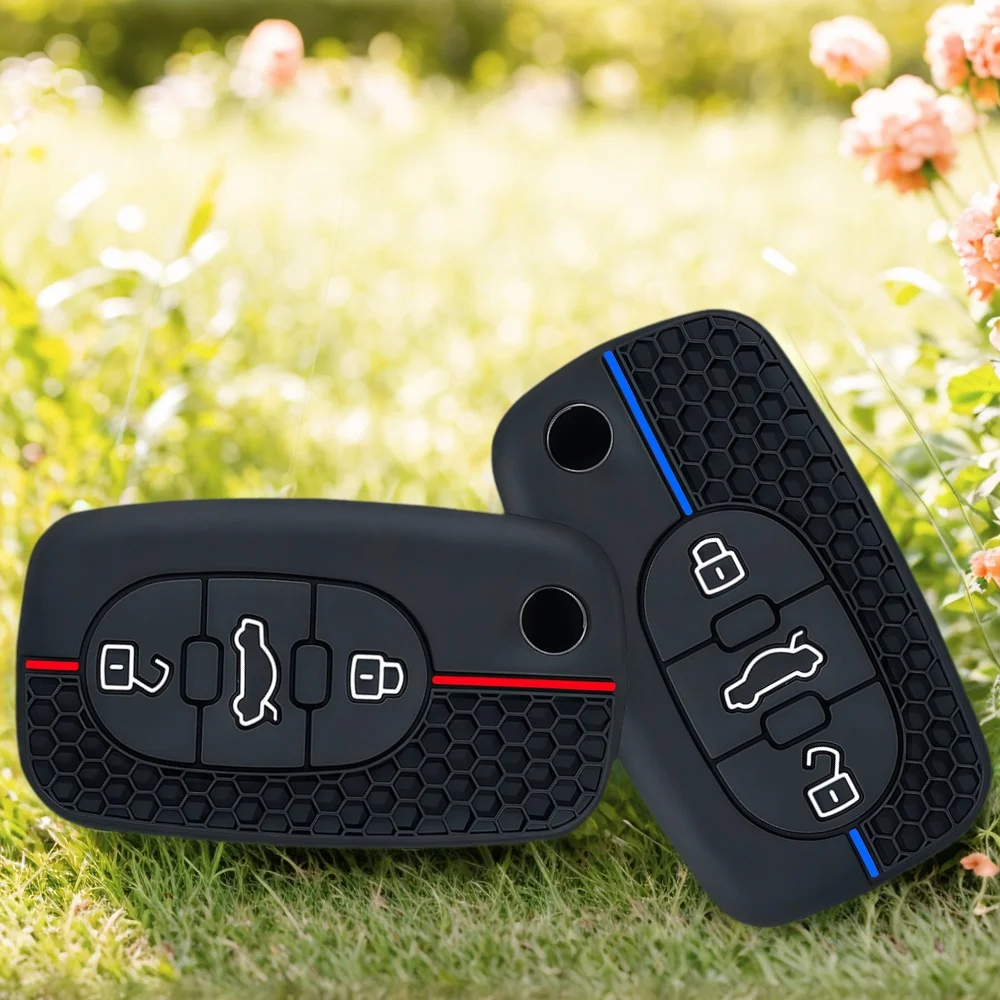 Funda de silicona para llave de coche, carcasa para Audi A4 B6 B5 A3 A1 A6 C5 A2 TT Mk1 S3 S4 S6 RS6 A8, Protector de llaves con soporte tipo billetera